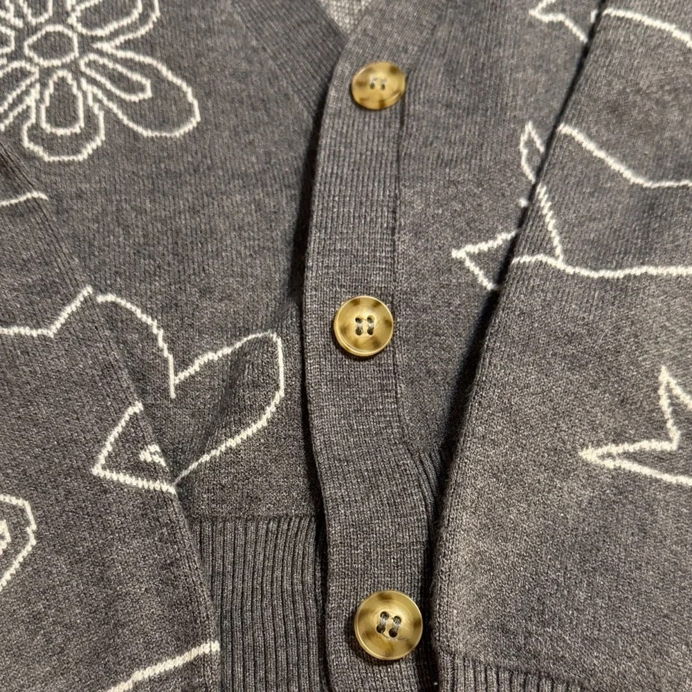 SO Charcoal Cardigan with Ivory Designs - Picture 4 of 8